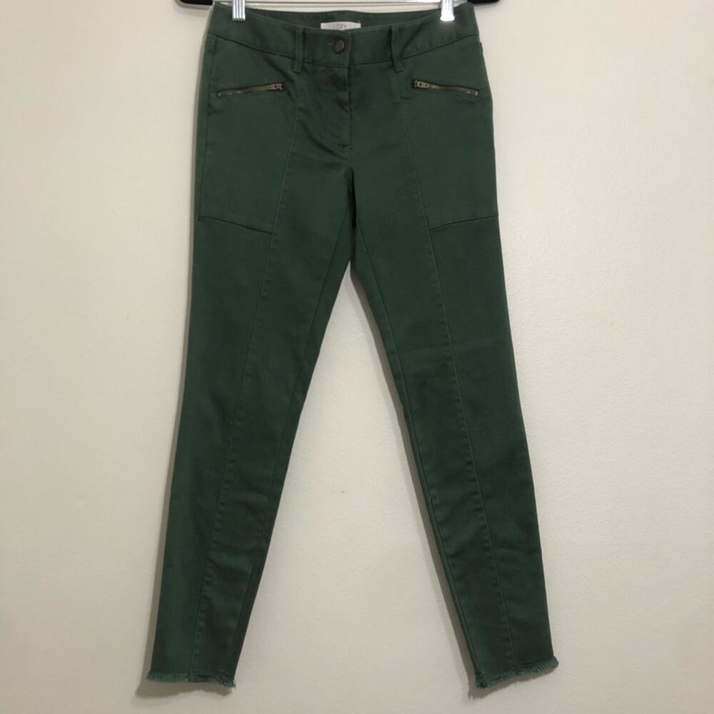 Loft Cotton Frayed Skinny Pants Green Size 2